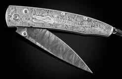 Gator Hand-engraved Pocketknife With Damascus Blade