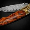 Gold & Iron Pocket Knife With 24K Gold, Desert Ironwood, And Damascus Blade -KNIFECOMMAND Sales 1 b10 gold iron 1