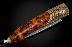 Gold & Iron Pocket Knife With 24K Gold, Desert Ironwood, And Damascus Blade -KNIFECOMMAND Sales 1 b10 gold iron 3