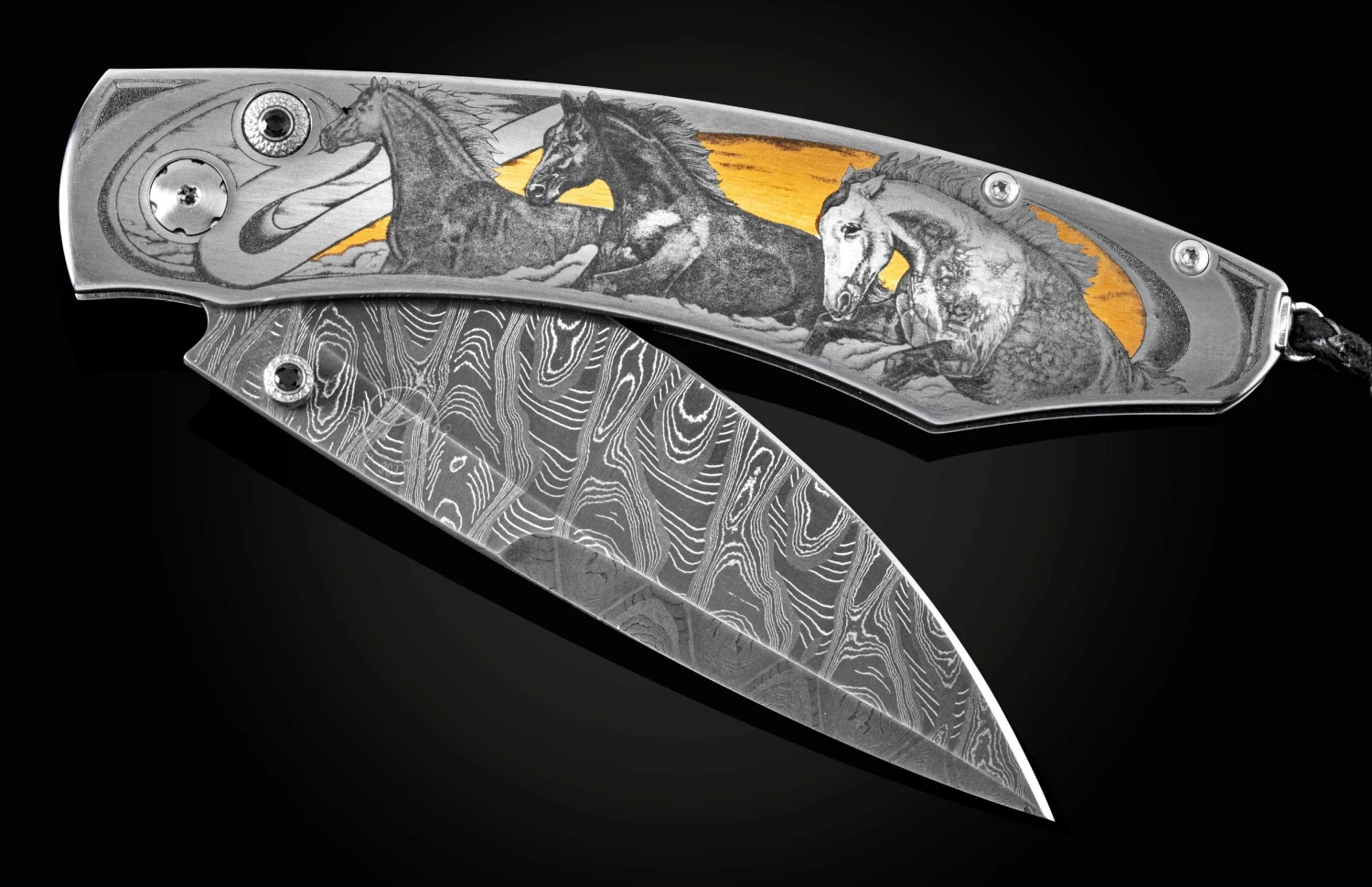 Wild & Free II Hand-engraved Pocketknife With Hand-forged Damascus Blade 3 Wild & Free II Hand-engraved Pocketknife With Hand-forged Damascus Blade