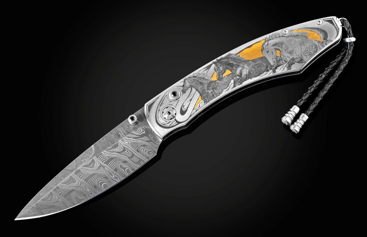 Wild & Free II Hand-engraved Pocketknife With Hand-forged Damascus Blade 4 Wild & Free II Hand-engraved Pocketknife With Hand-forged Damascus Blade - Image 2