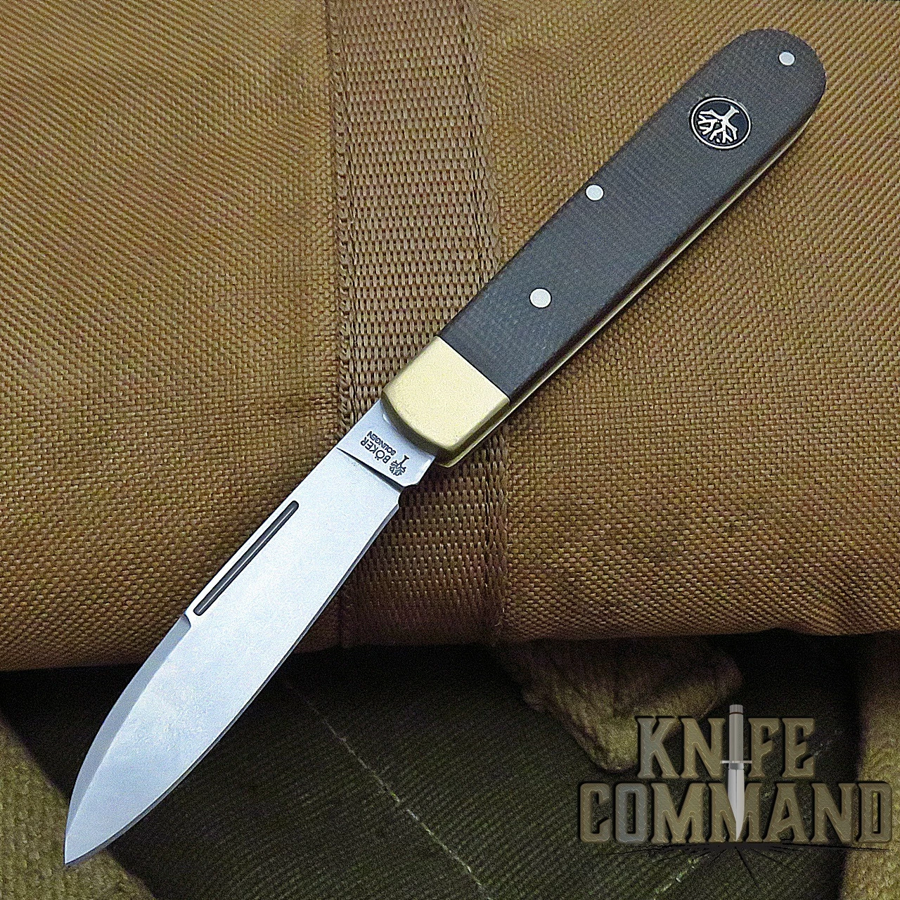 Boker Knives Barlow Prime Model 112942 Green Canvas Micarta / Brass Slip Joint Pocket Knife 3 Boker Knives Barlow Prime Model 112942 Green Canvas Micarta / Brass Slip Joint Pocket Knife