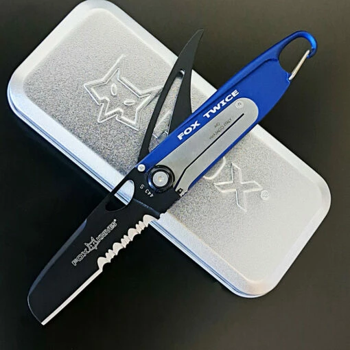 Fox Knives Twice Blue Sailing Sheepsfoot Knife With Marlin Spike 443S -KNIFECOMMAND Sales FOX TWICE SAILOR BLACK CASE KC 49264.1687984261.1280.1280