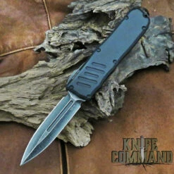 Guardian Tactical Recon-035 Double Edge Elmax OTF Automatic Knife Black Stonewash 93631