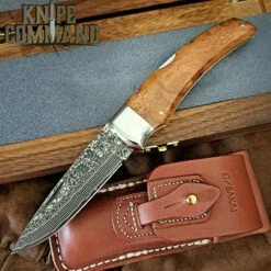 G Sakai Limited Edition New Folding Hunter Quince Wood & Damascus Lockback Pocket Knife Large 10407