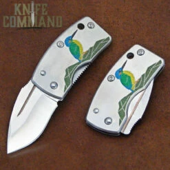 G Sakai Skull Wildlife Series Kawasemi Kingfisher Money Clip Pocket Knife 11167