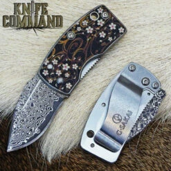 G Sakai Ukimon Sakura Cherry Blossom Bloom Money Clip Pocket Knife Damascus 11609 -KNIFECOMMAND Sales G SAKAI 11609 SAKURA 25457.1543461778.1280.1280