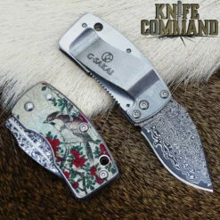 G Sakai Ukimon Szanqua Camellia Bloom Money Clip Pocket Knife Damascus 11610 -KNIFECOMMAND Sales G SAKAI 11610 CAMELLIA BK 71163.1543434222.1280.1280