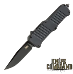HK Mini Incursion OTF Automatic: 2.95" Clip Point Blade - Black PVD Finish, Matte Black Aluminum Frame 54056