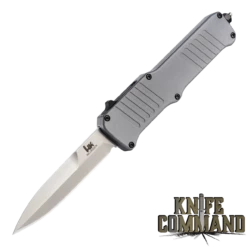 HK Incursion OTF Automatic: 3.9" Bayonet Blade - Tumbled Finish, Matte Grey Aluminum Frame 54097