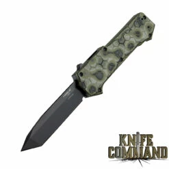 Hogue Knives Compound OTF Automatic: 3.5" Tanto Blade - Black PVD Finish, G-Mascus Green G10 Frame 34028