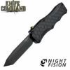 Hogue Knives Exploit OTF Automatic: 3.5" Tanto Blade - Black PVD Finish, Matte Black Aluminum Frame - Tritium Trigger 34047 -KNIFECOMMAND Sales HOGUE 34047 EXPLOIT NIGHT WEB 89097.1590003365.1280.1280