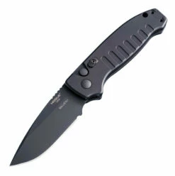 Hogue Knives Ballista I Automatic Folder: 3.5" Drop Point Blade Black Cerakote Finish, Matte Black Aluminum Frame #64130 -KNIFECOMMAND Sales HOGUE 64130 1 1 W 17347.1652911714.1280.1280