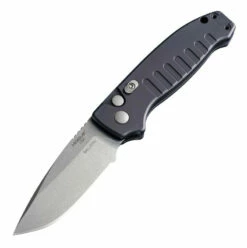 Hogue Knives Ballista I Automatic Folder: 3.5" Drop Point Blade Stone Tumbled Finish, Matte Black Aluminum Frame #64136 -KNIFECOMMAND Sales HOGUE 64136 1 2 W 41454.1652907010.1280.1280