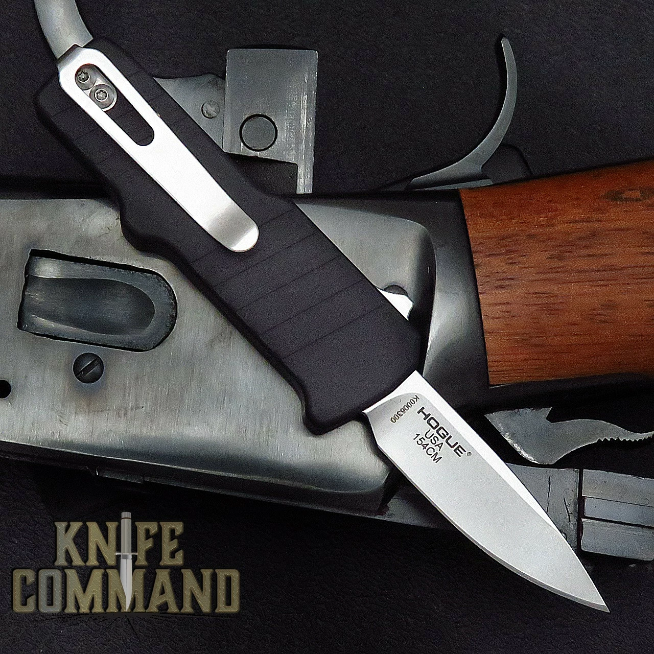 HK Micro Incursion OTF Automatic: 1.95" Clip Point Blade - Stone Tumbled Finish, Matte Black Aluminum Frame 54030 3 HK Micro Incursion OTF Automatic: 1.95" Clip Point Blade - Stone Tumbled Finish, Matte Black Aluminum Frame 54030