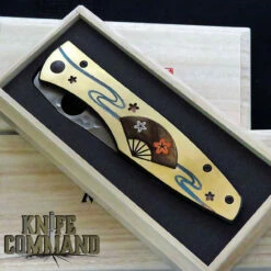 Mcusta Platinum Label Limited Edition "Shiki" Four Seasons Spring Sakura Cherry Blossom Folder SPG2 Core San Mai Brass With Wood Inlay 4.75" Folding Knife -KNIFECOMMAND Sales MCUSTA MCPV 003 SPRING CL 69548.1634503005.1280.1280