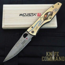 Mcusta Platinum Label Limited Edition "Shiki" Four Seasons Summer Mt Fuji Folder SPG2 Core San Mai Brass With Wood Inlay 4.75" Folding Knife