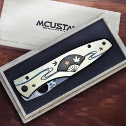 Mcusta Platinum Label Limited Edition "Shiki" Four Seasons Autumn Folder SPG2 Core San Mai Brass With Wood Inlay 4.75" Folding Knife -KNIFECOMMAND Sales MCUSTA MCPV 005 AUTUMN CL 73419.1634401491.1280.1280
