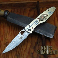 Mcusta Platinum Label Limited Edition "Shiki" Four Seasons Autumn Folder SPG2 Core San Mai Brass With Wood Inlay 4.75" Folding Knife