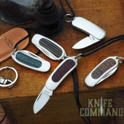 Moki Pendant Necklace Keychain Layered Wood Folding Knife