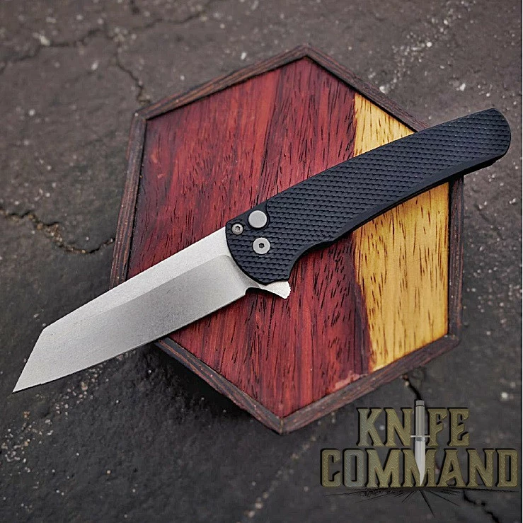 Pro-Tech Knives 5205 Malibu Manual Flipper Knife Black Textured Folder 3.25" Stonewash CPM-20CV Reverse Tanto Blade 3 Pro-Tech Knives 5205 Malibu Manual Flipper Knife Black Textured Folder 3.25" Stonewash CPM-20CV Reverse Tanto Blade