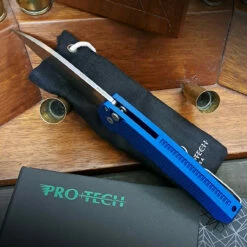 Pro-Tech Knives 5305 Blue Malibu Manual Flipper Knife Folder 3.25" Stonewash MAGNACUT Wharncliffe Blade -KNIFECOMMAND Sales PRO TECH 5305 BLUE BLDBK 38155.1675975356.1280.1280