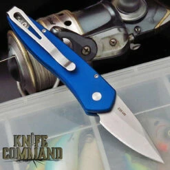 Pro-Tech Knives Half Breed 3605 Blue Automatic Knife With Stonewash 2" S35VN Blade -KNIFECOMMAND Sales PRO TECH HALF BREED BLUE LURES BK 85209.1653527544.1280.1280