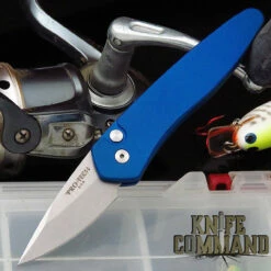 Pro-Tech Knives Half Breed 3605 Blue Automatic Knife With Stonewash 2" S35VN Blade