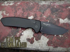 Pro-Tech Knives SBR Left Hand Short Blade Rockeye Automatic Knife LG403 LH Les George Folder Black S35VN Blade