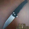 Pro-Tech Knives 5305 Black Malibu Manual Flipper Knife Folder 3.25" Stonewash MAGNACUT Wharncliffe Blade