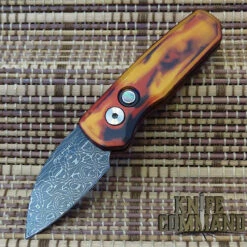 Pro-Tech Knives R5301-DF Dama Runt 5 Del Fuego Automatic Folder Knife Folder 1-15/16" Damascus Wharncliffe Blade