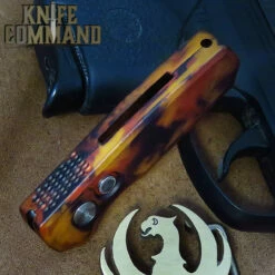 Pro-Tech Knives R5301-DF Runt 5 Del Fuego Automatic Folder Knife Folder 1-15/16" MAGNACUT Wharncliffe Stonewash Blade -KNIFECOMMAND Sales PRO TECH R5301 DF LCP CL 20442.1664405784.1280.1280