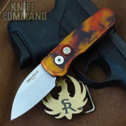 Pro-Tech Knives R5301-DF Runt 5 Del Fuego Automatic Folder Knife Folder 1-15/16" MAGNACUT Wharncliffe Stonewash Blade