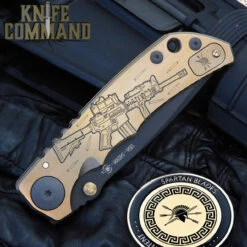 Spartan Blades Custom Harsey Folder Special Edition M4 Rifle Bronze Titanium 4" CPM S45VN Blade -KNIFECOMMAND Sales SPARTAN HARSEY SF5M4 CL 64500.1651090226.1280.1280