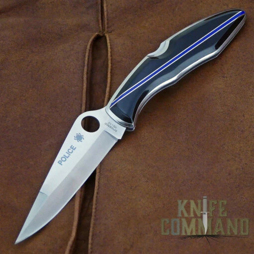 Spyderco Police Santa Fe Stoneworks Blue Line Special Knife -KNIFECOMMAND Sales SPYDERCO POLICE BLUE LINE 28614.1510523888.1280.1280