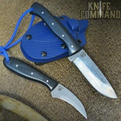 Paddy Smyth Knives Prototype Custom Stalker's Claw/ Pro Stalker Full Stalking Combo Hunting Knives, Black G-10 Blue Sheath Blueline