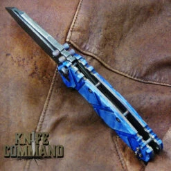 Wander Tactical Custom Mistral Blue Maple TI Extreme Duty Folding Knife Ice Brush -KNIFECOMMAND Sales WANDER MISTRAL TI BLUE MAPLE ICE HDLBK 51857.1519935400.1280.1280