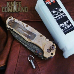 Wander Tactical Custom Mistral TI Extreme Duty Folding Knife Ice Brush Coyote Tan Micarta -KNIFECOMMAND Sales WANDER MISTRAL TI ICE TAN MIC 180131 CL 17738.1517478115.1280.1280
