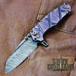 Wander Tactical Custom Mistral Purple Maple TI Extreme Duty Folding Knife Ice Brush