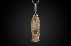 Daybreak Knife Pendant With Mokume Gane, Black Lip Pearl, And Damascus Blade -KNIFECOMMAND Sales b02 daybreak newchain 3 1 1