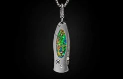 Flash Titanium Knife Pendant Featuring Dichrolam®, And Hand-forged Damascus Blade -KNIFECOMMAND Sales b02 flash 2 1 1
