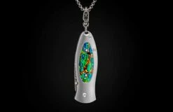 Flash Titanium Knife Pendant Featuring Dichrolam®, And Hand-forged Damascus Blade -KNIFECOMMAND Sales b02 flash 3