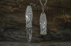 Yorick Sculpted Sterling Silver Pocketknife with Hand-forged Damascus Blade