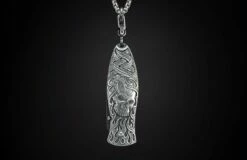 Yorick Sculpted Sterling Silver Pocketknife with Hand-forged Damascus Blade -KNIFECOMMAND Sales b02 yorick newchain 4