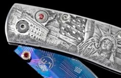 America Hand-engraved Pocketknife With Hand-forged 'flag' Damascus Blade -KNIFECOMMAND Sales b05 america 4
