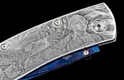 America Hand-engraved Pocketknife With Hand-forged 'flag' Damascus Blade -KNIFECOMMAND Sales b05 america 5