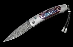 Dark Fire Titanium Pocketknife With 'Wave' Mokume And Damascus Blade 8 Dark Fire Titanium Pocketknife With 'Wave' Mokume And Damascus Blade -KNIFECOMMAND Sales b05 dark fire 2