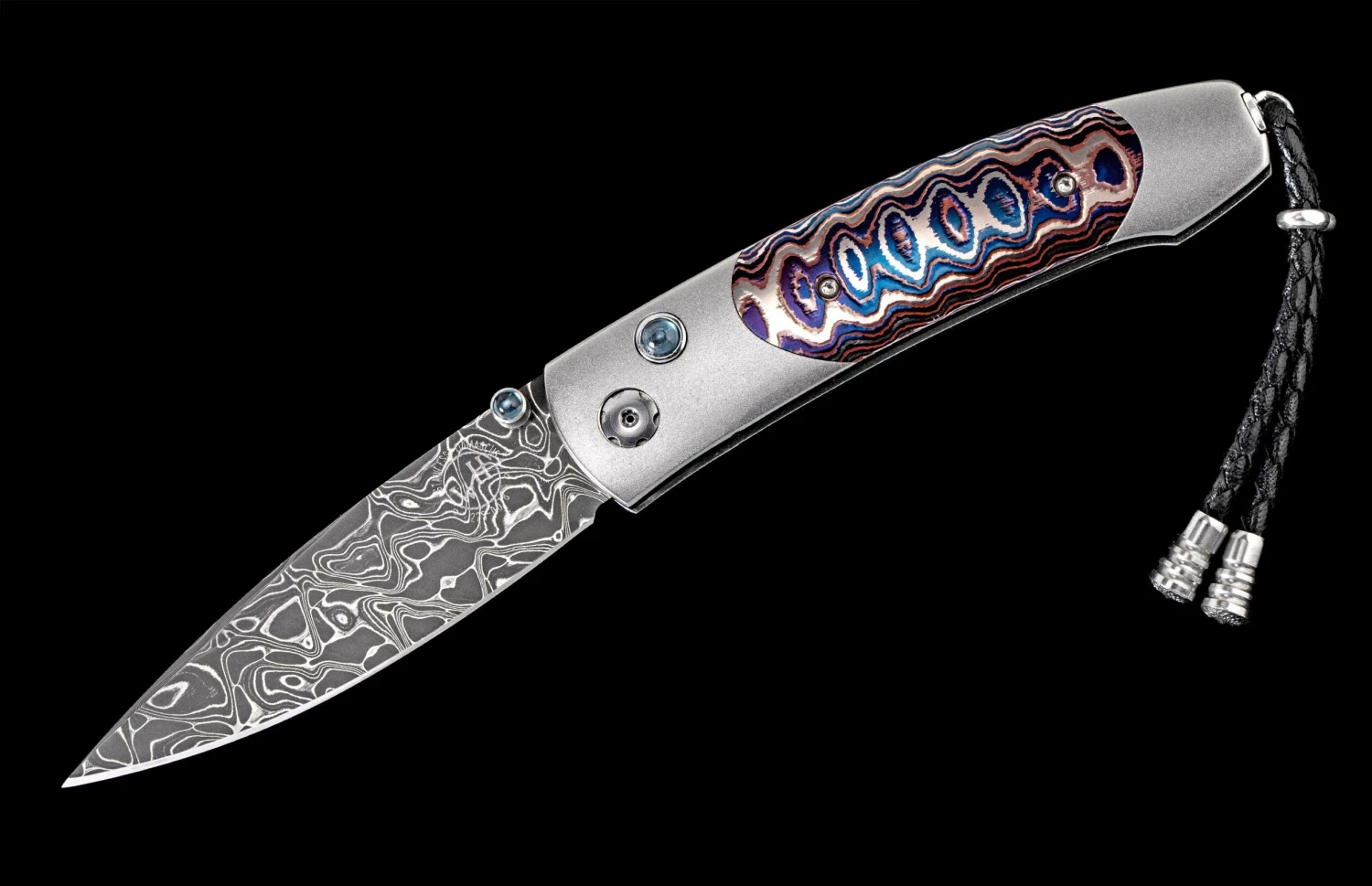 Dark Fire Titanium Pocketknife With 'Wave' Mokume And Damascus Blade 4 Dark Fire Titanium Pocketknife With 'Wave' Mokume And Damascus Blade - Image 2
