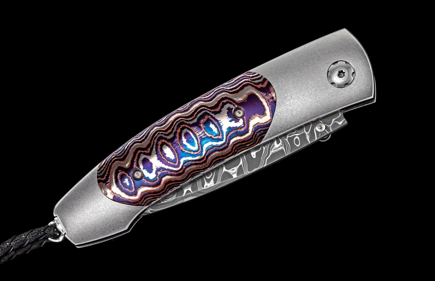 Dark Fire Titanium Pocketknife With 'Wave' Mokume And Damascus Blade 5 Dark Fire Titanium Pocketknife With 'Wave' Mokume And Damascus Blade - Image 3