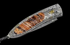 Europa Hand-engraved Pocketknife With 24K Gold And Fossil Woolly Mammoth Tooth -KNIFECOMMAND Sales b05 europa 3